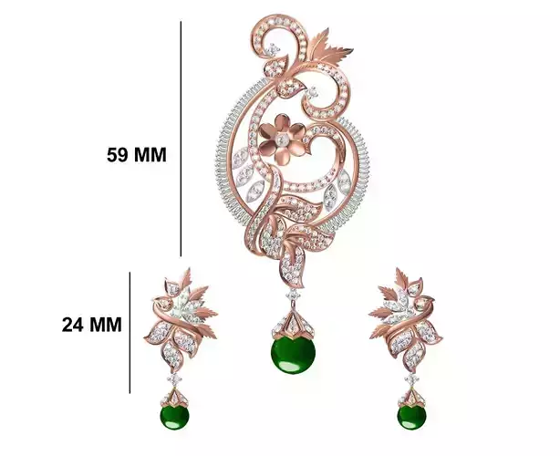 Women Earring Pendant Set STL JCD Details