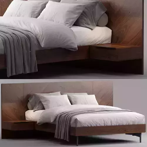 Nera Queen Bed with Nightstands 3D model