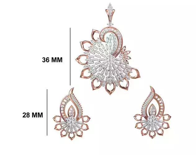 Women Earring Pendant Set STL JCD Details