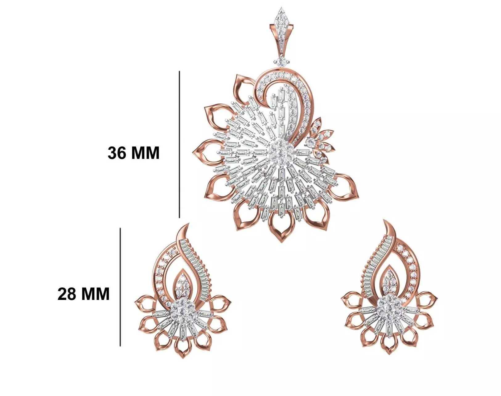 Women Earring Pendant Set STL JCD Details 3D print model