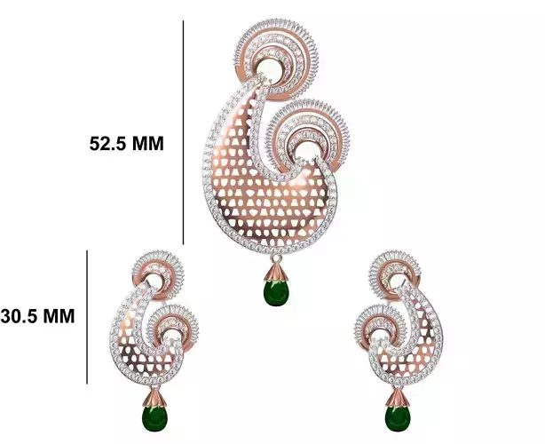 Women Earring Pendant Set STL JCD Details