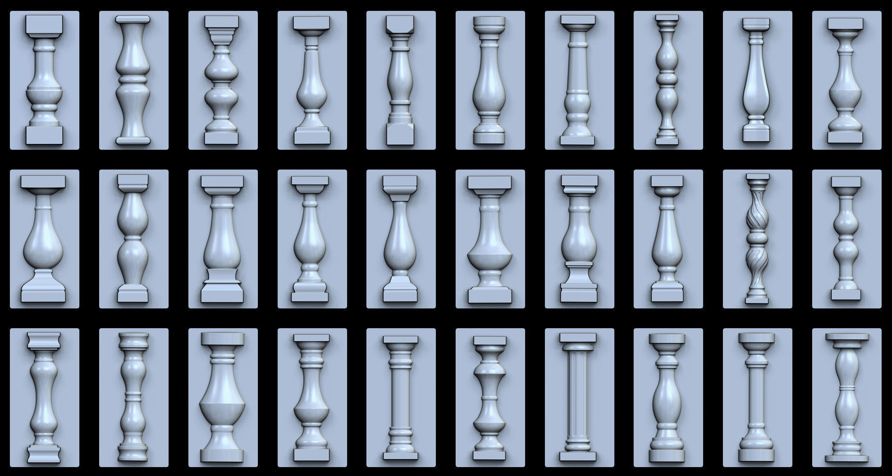 Baluster VDM and IMM Brushes for Zbrush  Low-poly 3D model_1