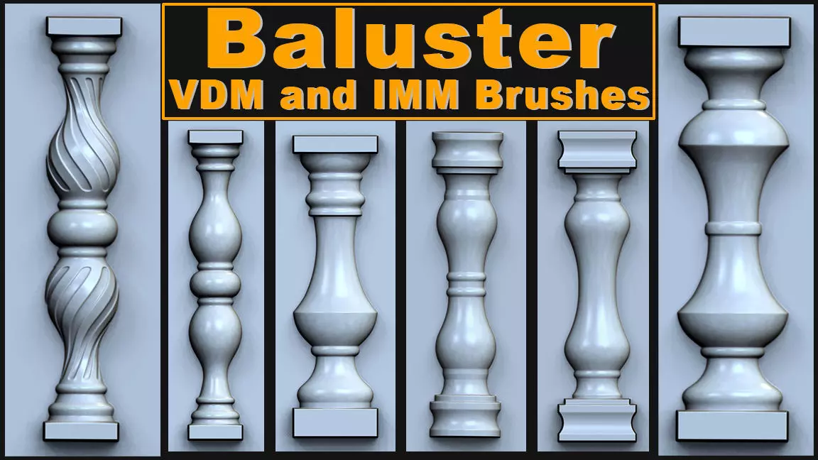 Baluster VDM and IMM Brushes for Zbrush  Low-poly 3D model_0