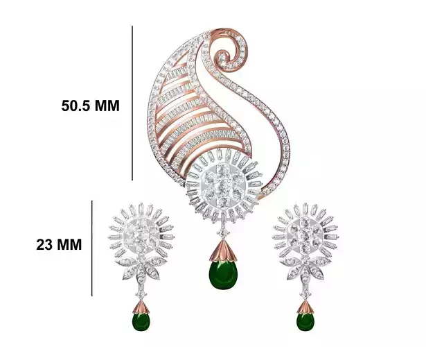 Women Earring Pendant Set STL JCD Details