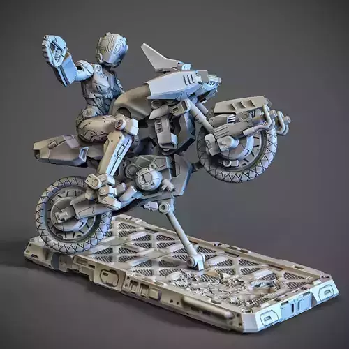 scifi soldier on a bike 100mm