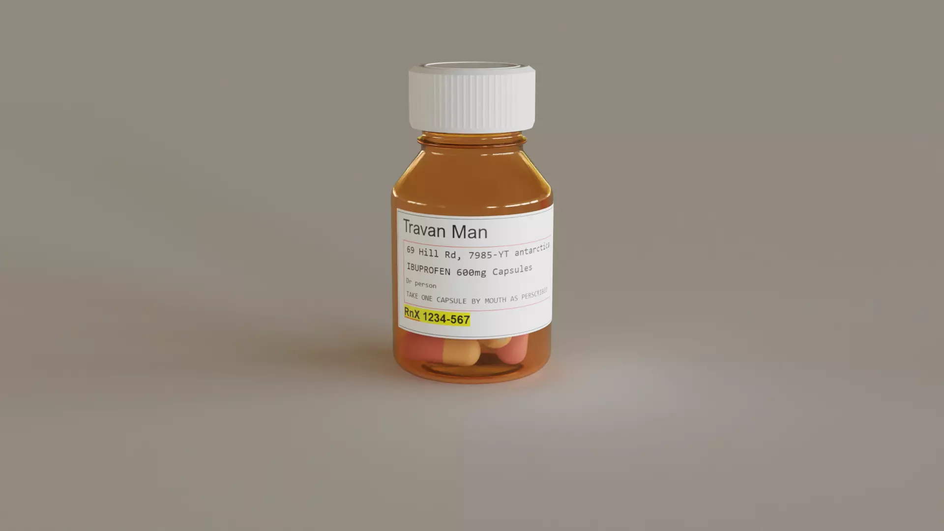 Pill Bottle with Ibuprofen lable Free low-poly 3D model