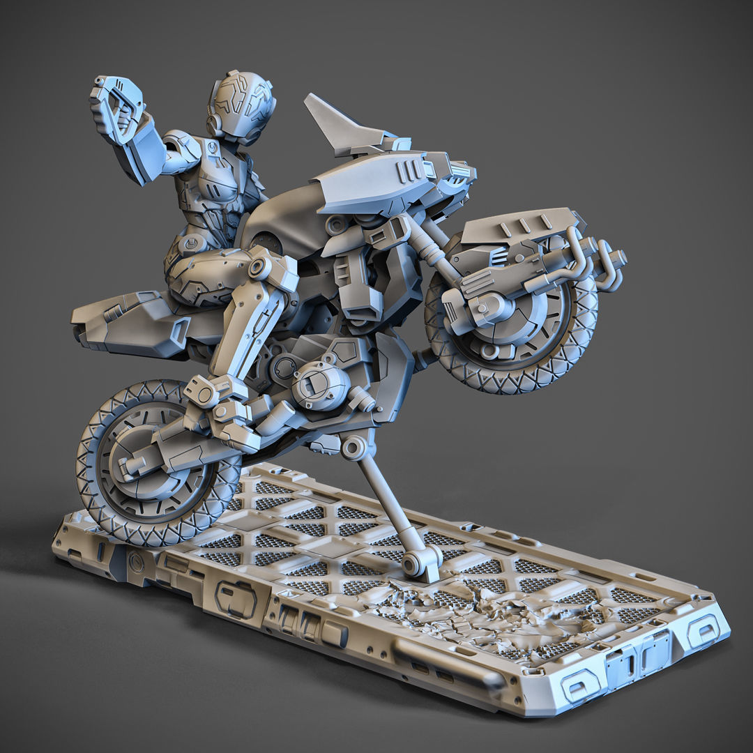 Scifi Ride Bike Mech 32mm 3D print model_2