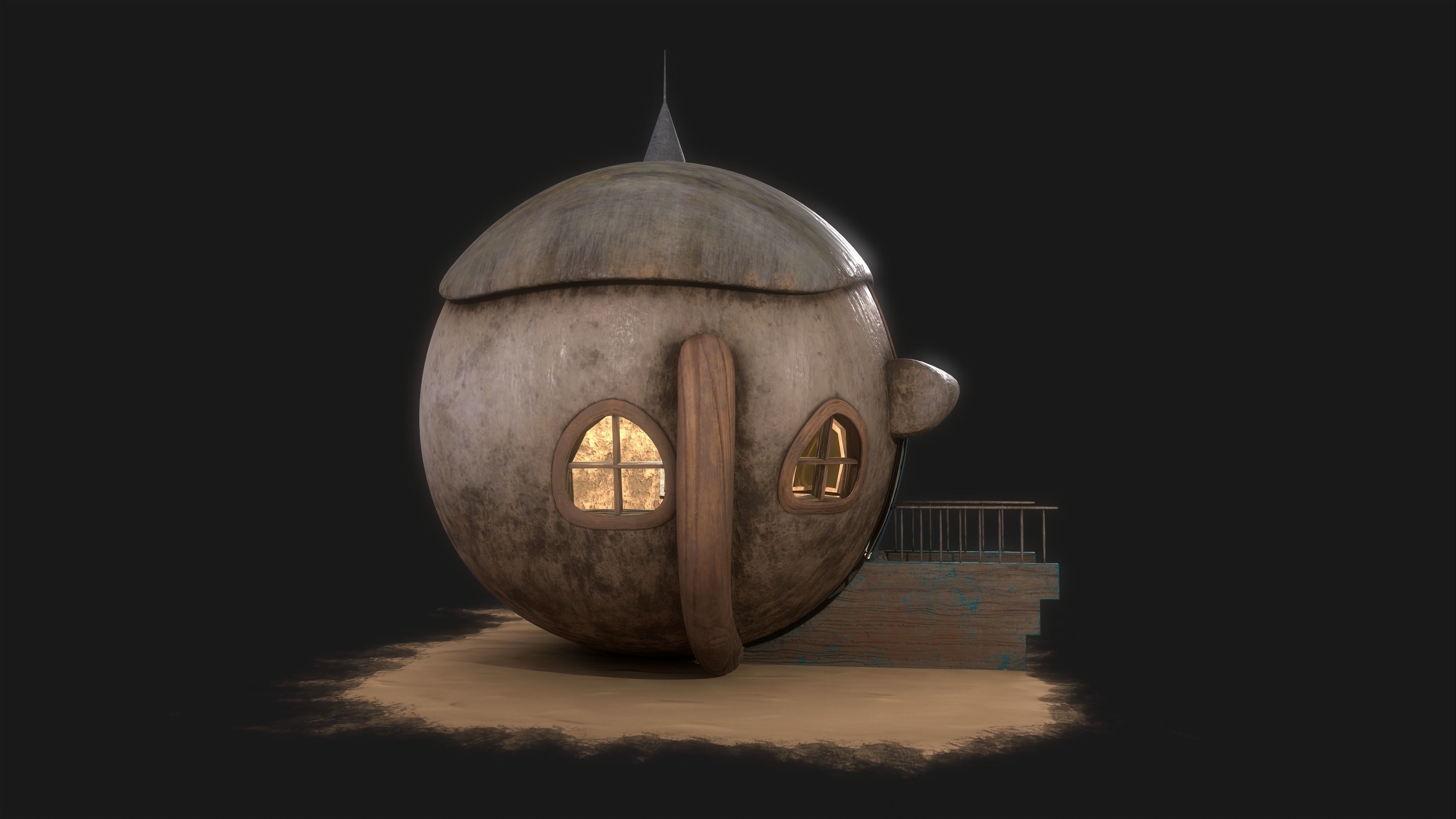 cottage Low-poly 3D model_8