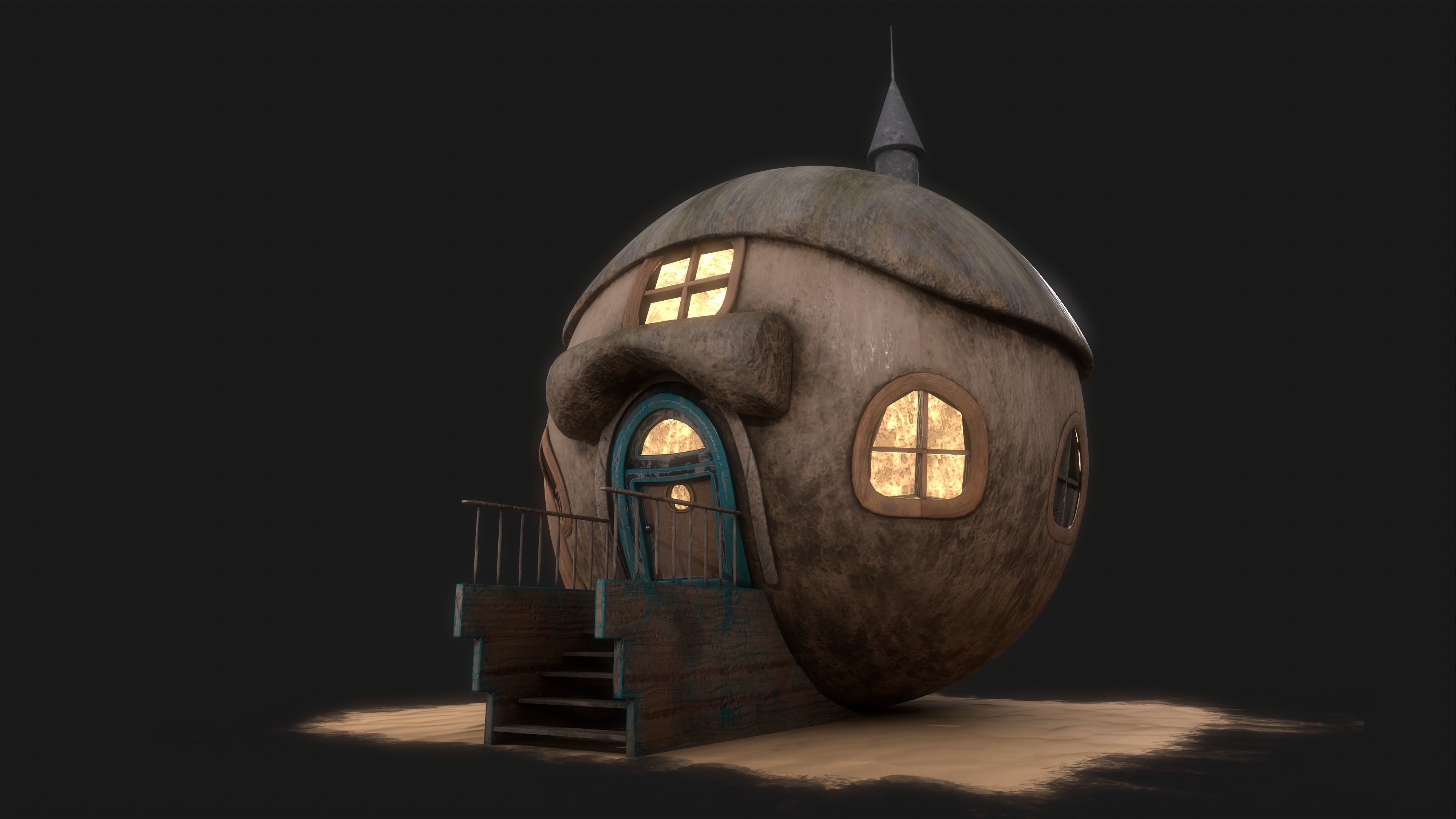 cottage Low-poly 3D model_5