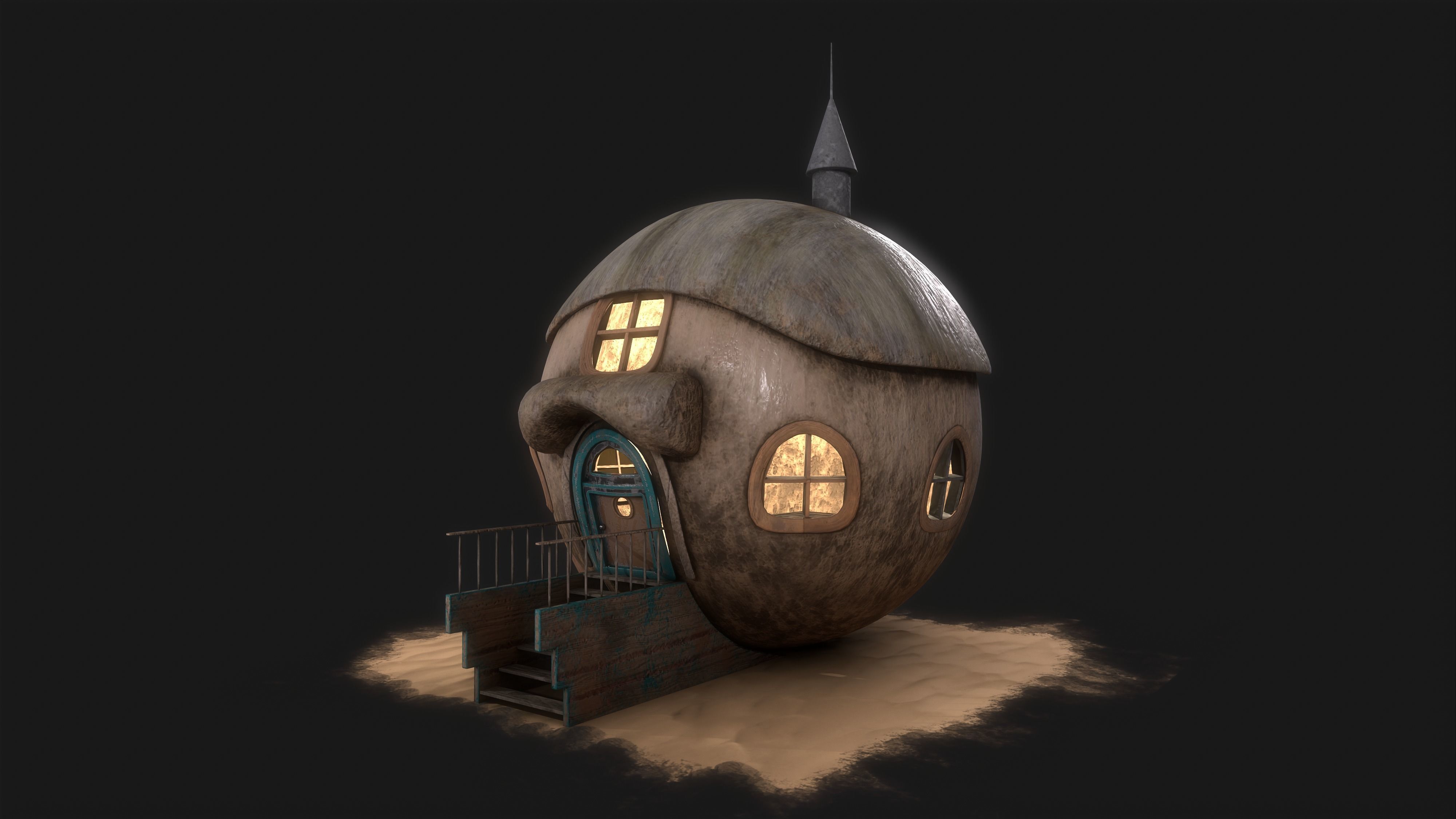 cottage Low-poly 3D model_6