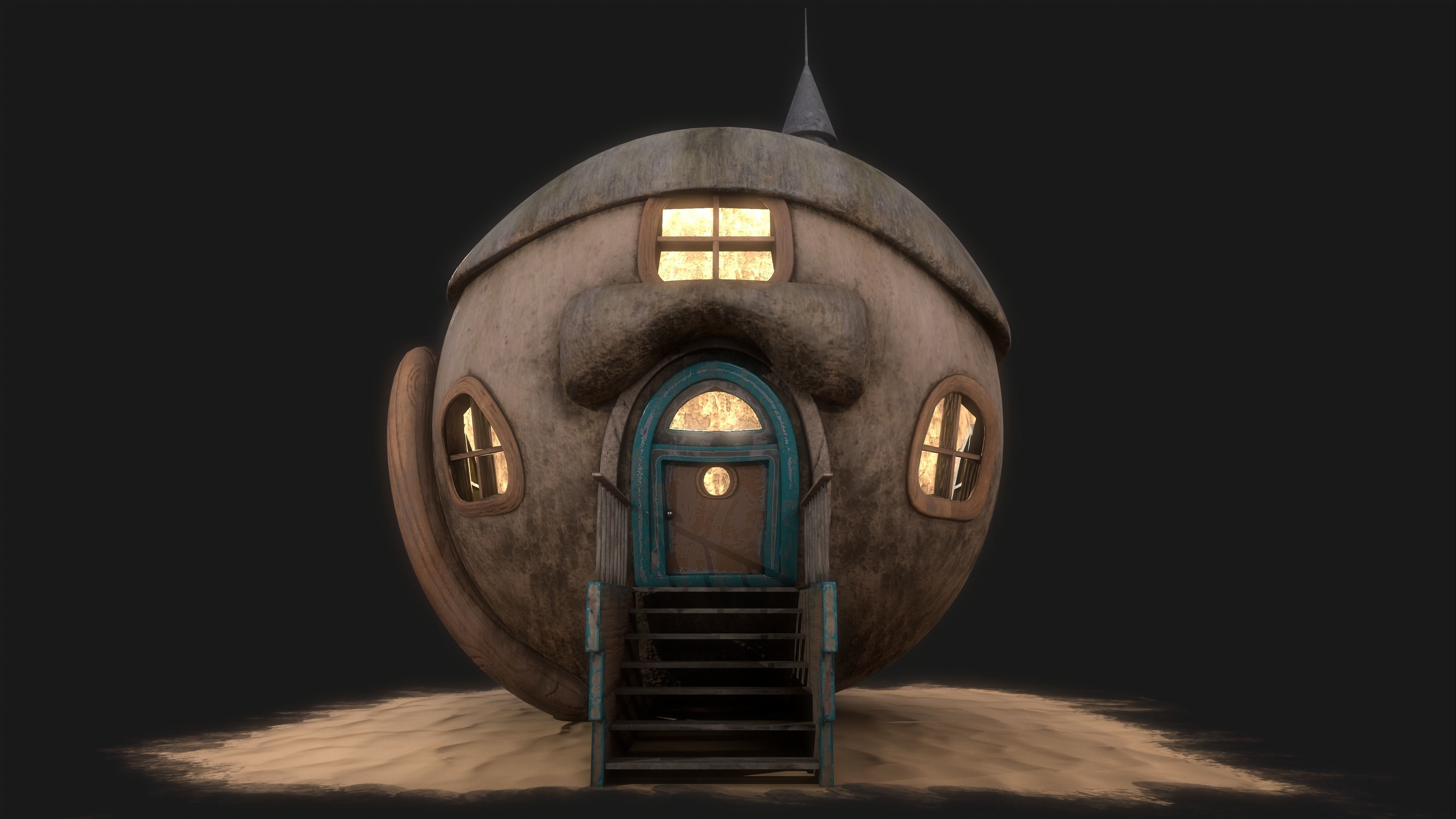 cottage Low-poly 3D model_7