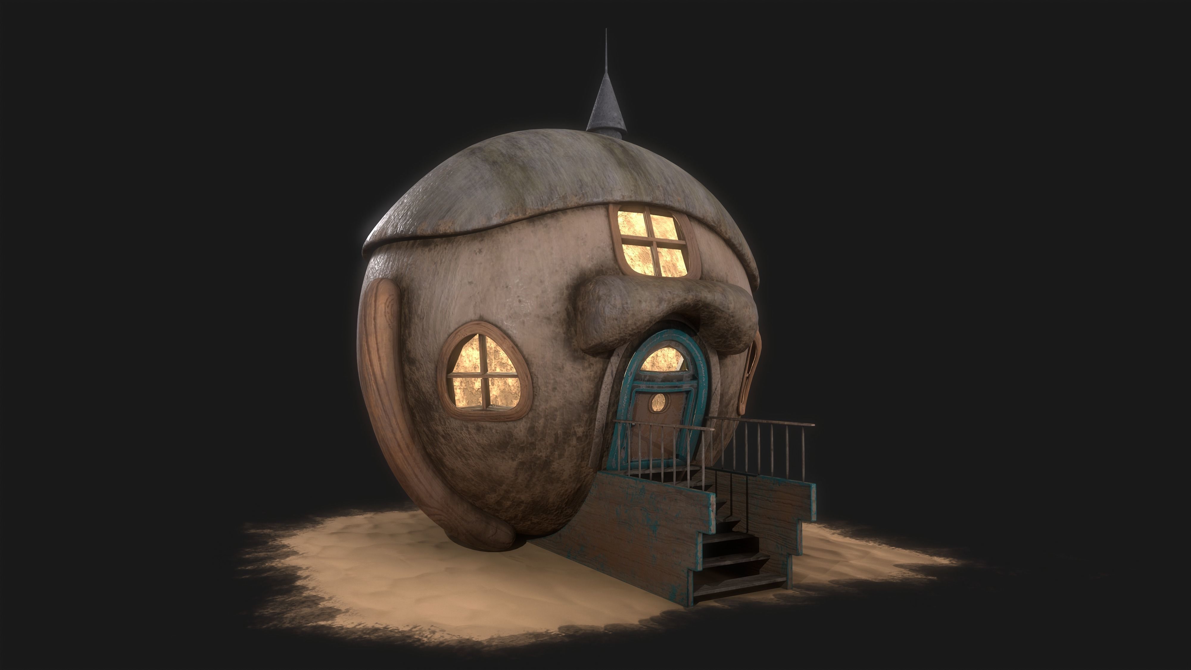 cottage Low-poly 3D model_3