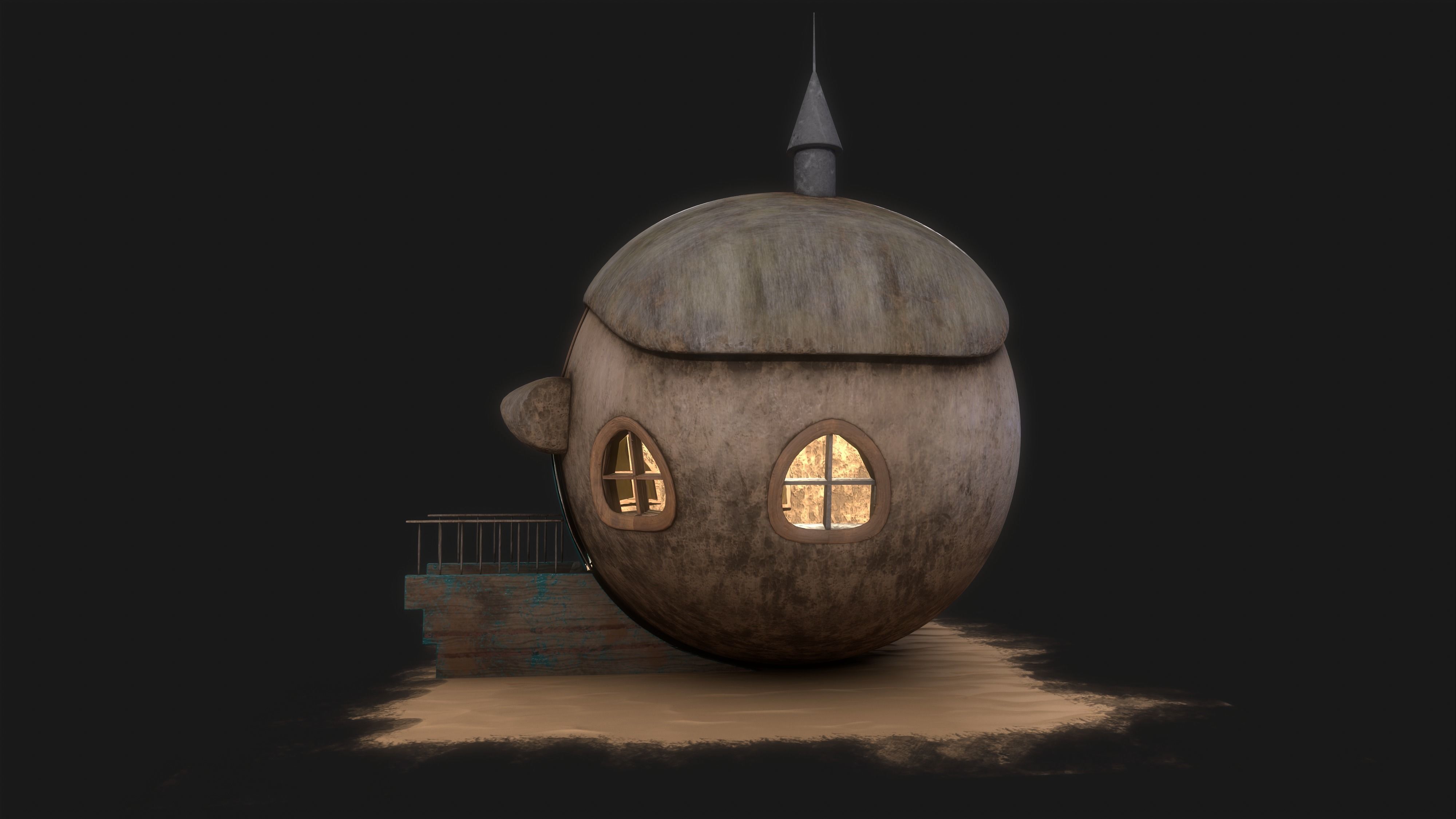 cottage Low-poly 3D model_4