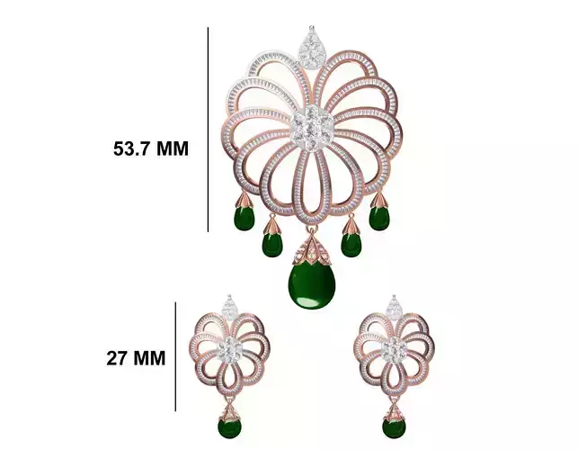 Women Earring Pendant Set STL JCD Details