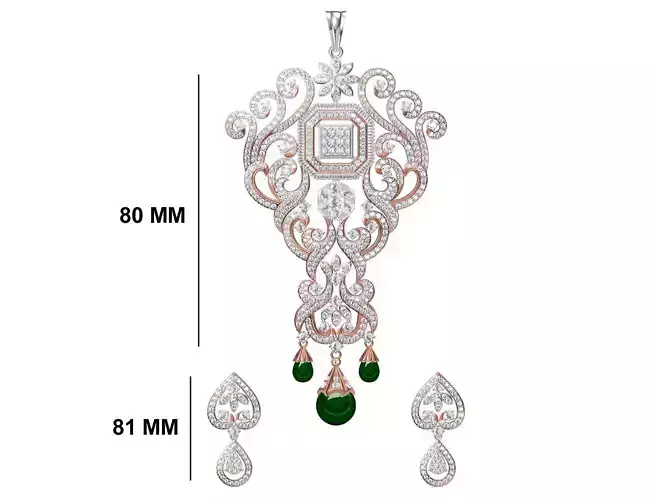Women Earring Pendant Set STL JCD Details