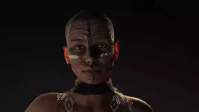 African girl Rigged - 2500 Free animations tutorial  Low-poly 3D model