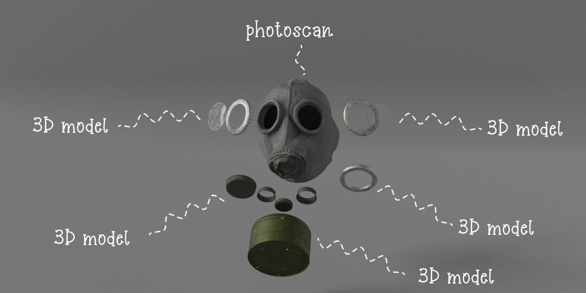 Photorealistic Gas Mask - Wearing State Low-poly 3D model_2