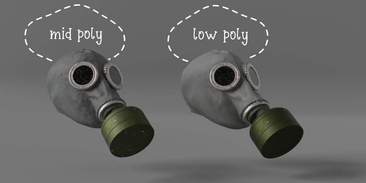 Photorealistic Gas Mask - Wearing State Low-poly 3D model_3