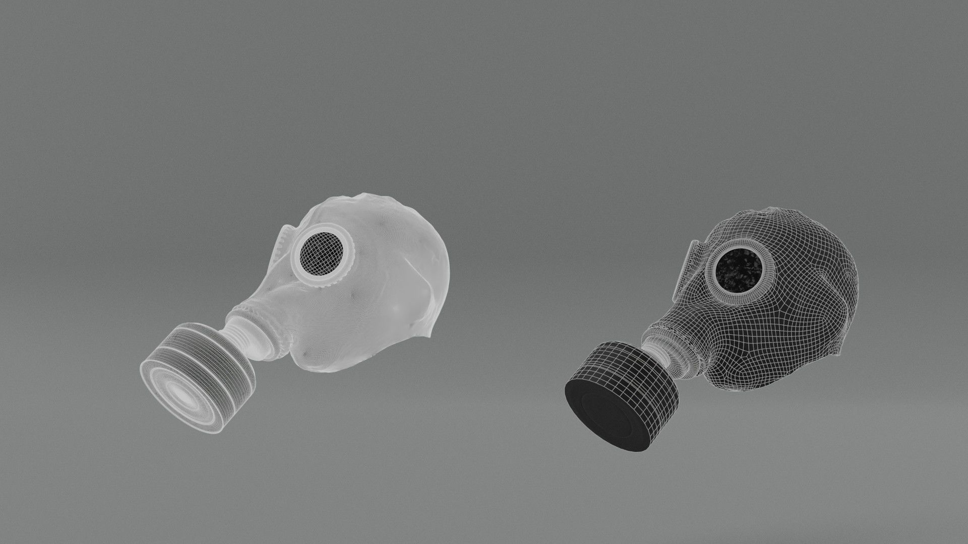 Photorealistic Gas Mask - Wearing State Low-poly 3D model_4