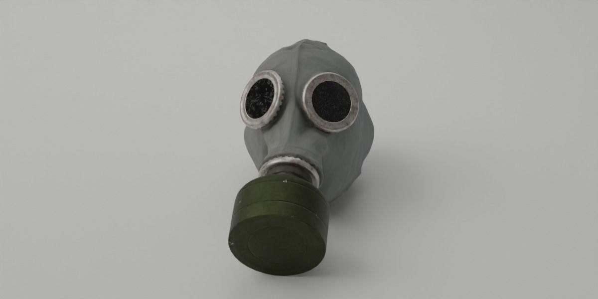 Photorealistic Gas Mask - Wearing State Low-poly 3D model_6