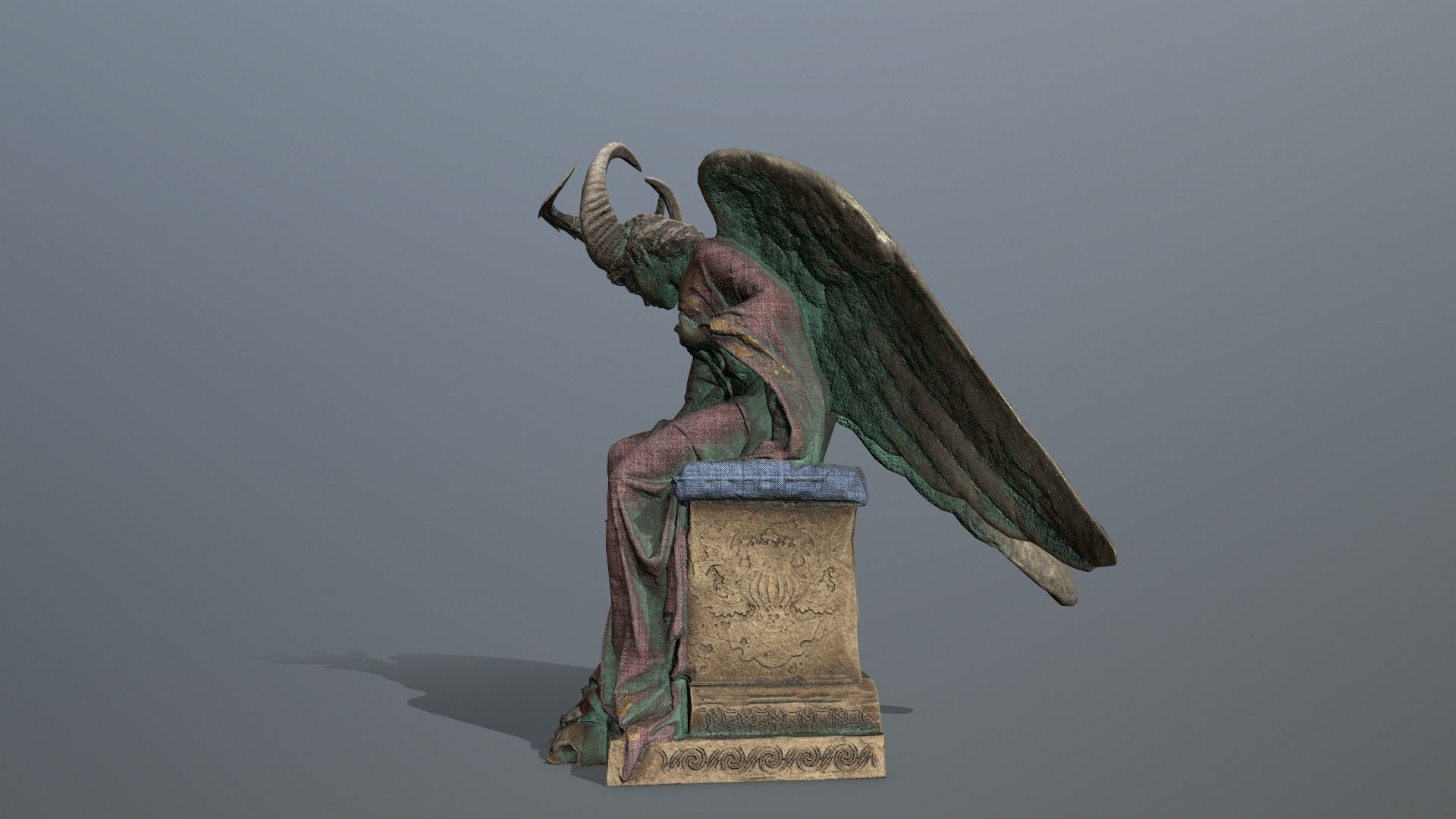 Angel Statue Low-poly 3D model_3