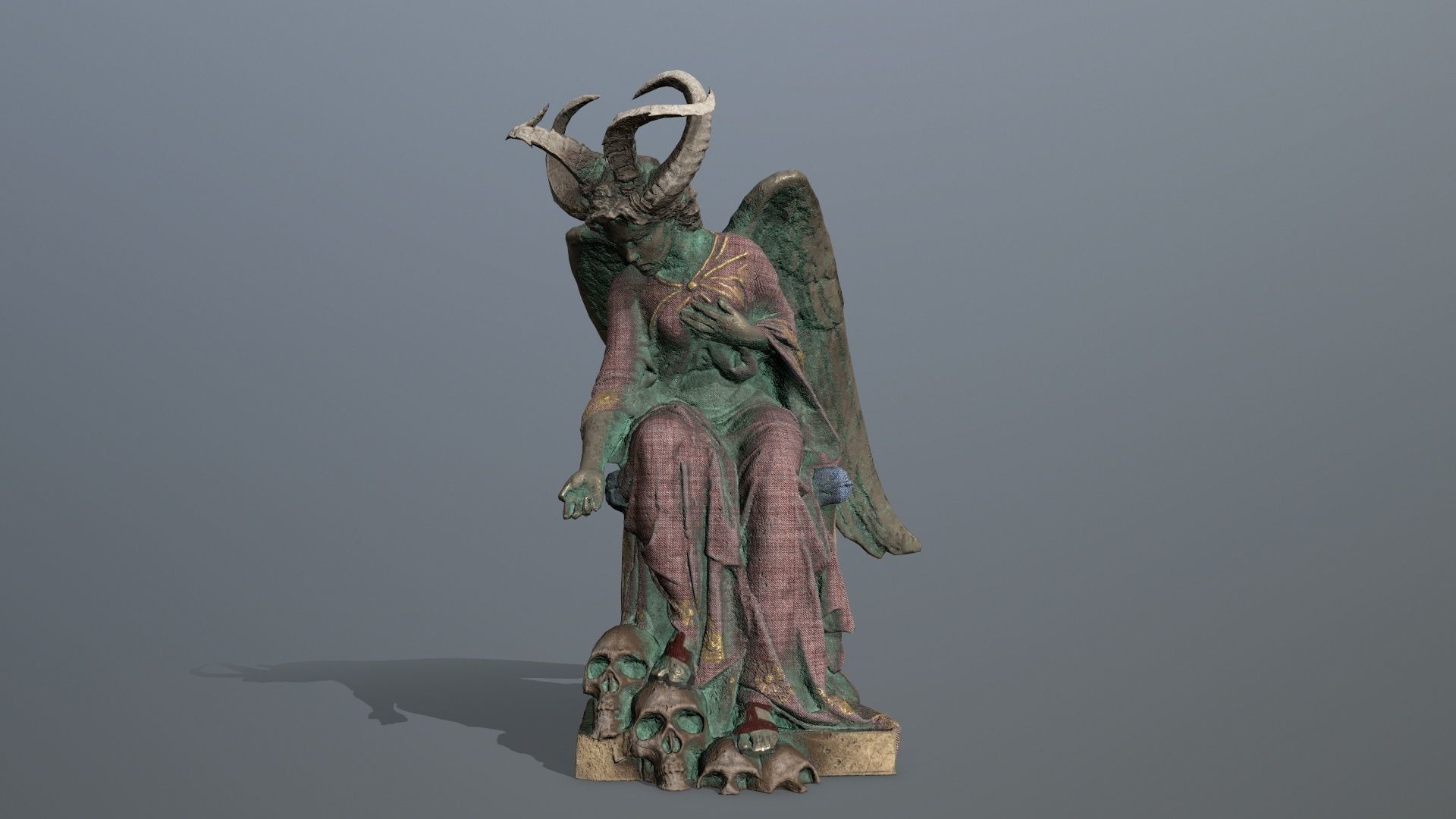 Angel Statue Low-poly 3D model_1