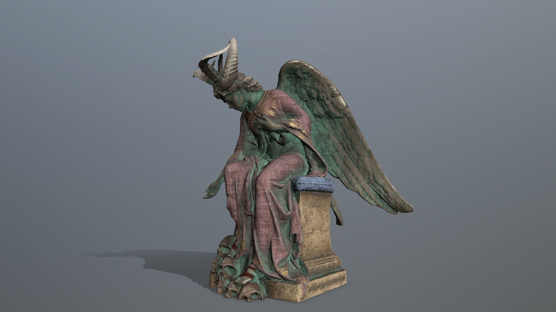 Angel Statue Low-poly 3D model_2