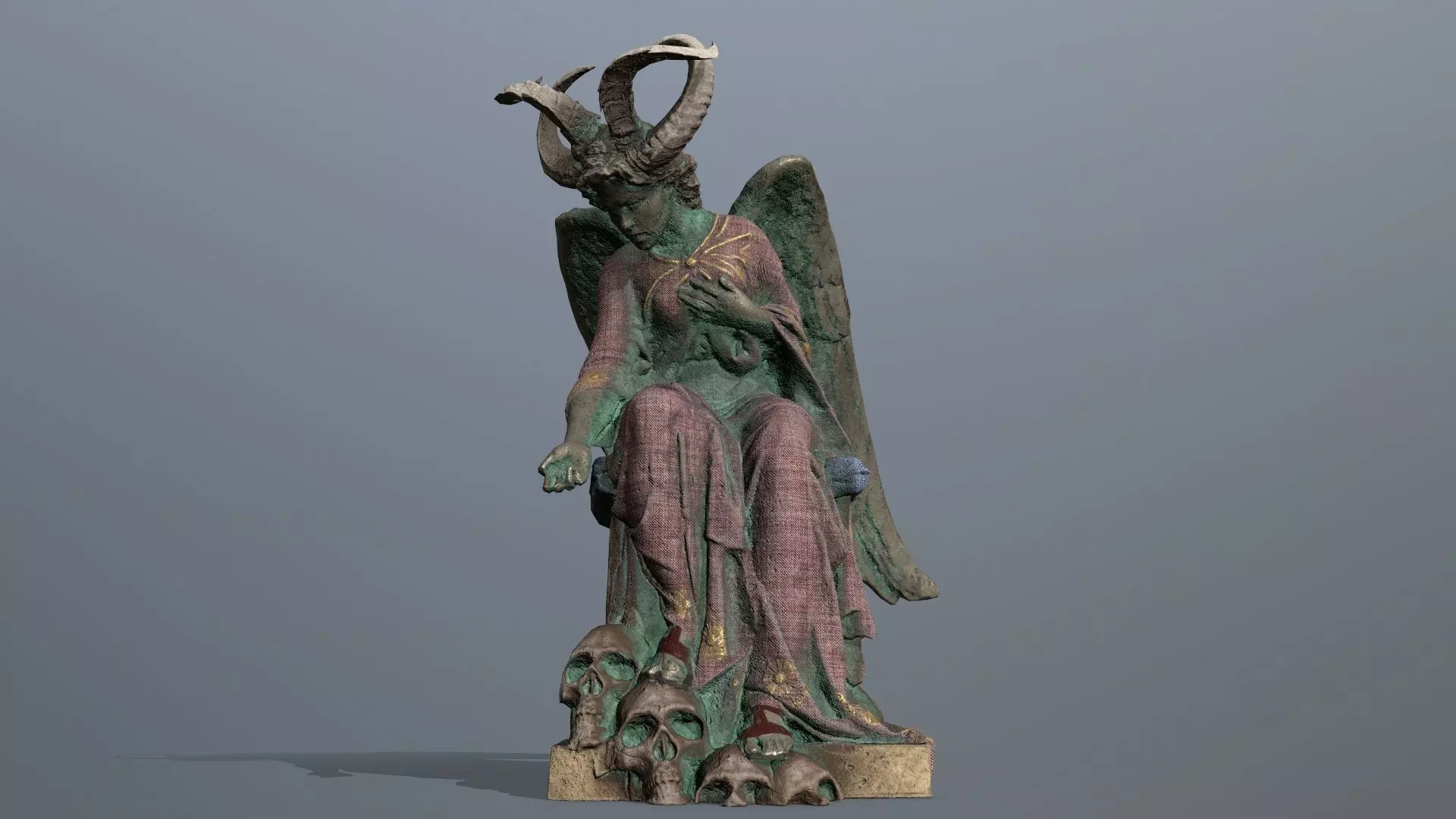 Angel Statue Low-poly 3D model_0
