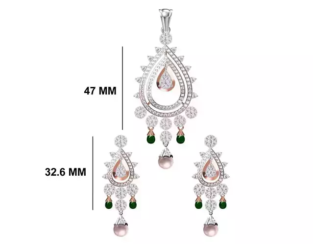 Women Earring Pendant Set STL JCD Details