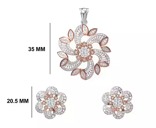 Women Earring Pendant Set STL JCD Details