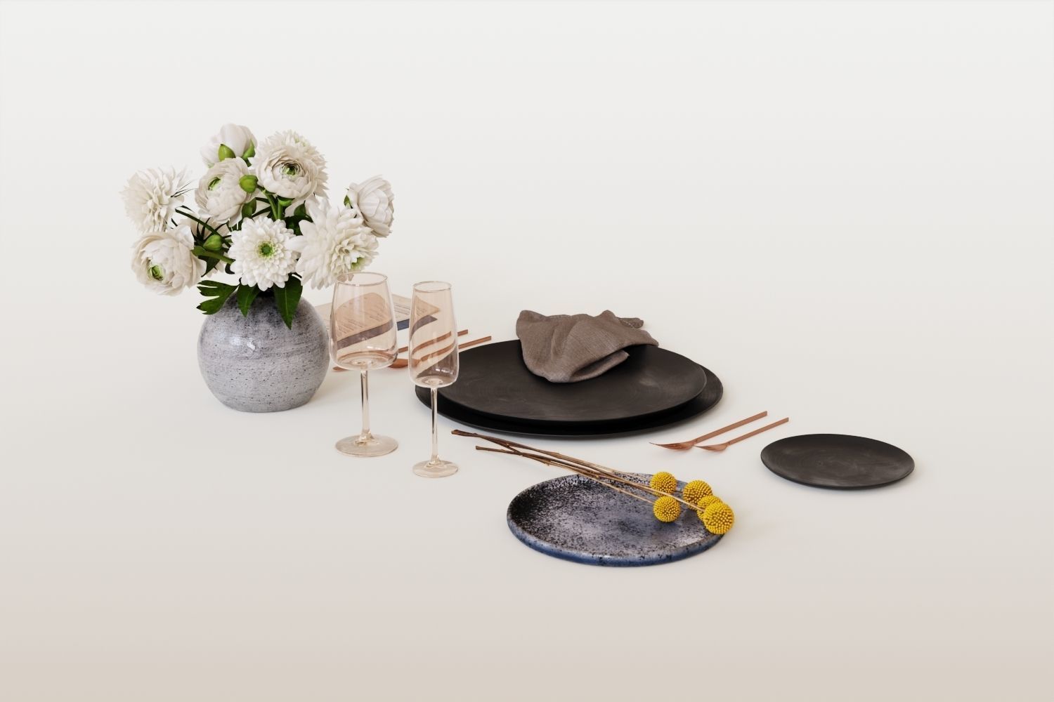 Modern restaurant tableware 3D model_2