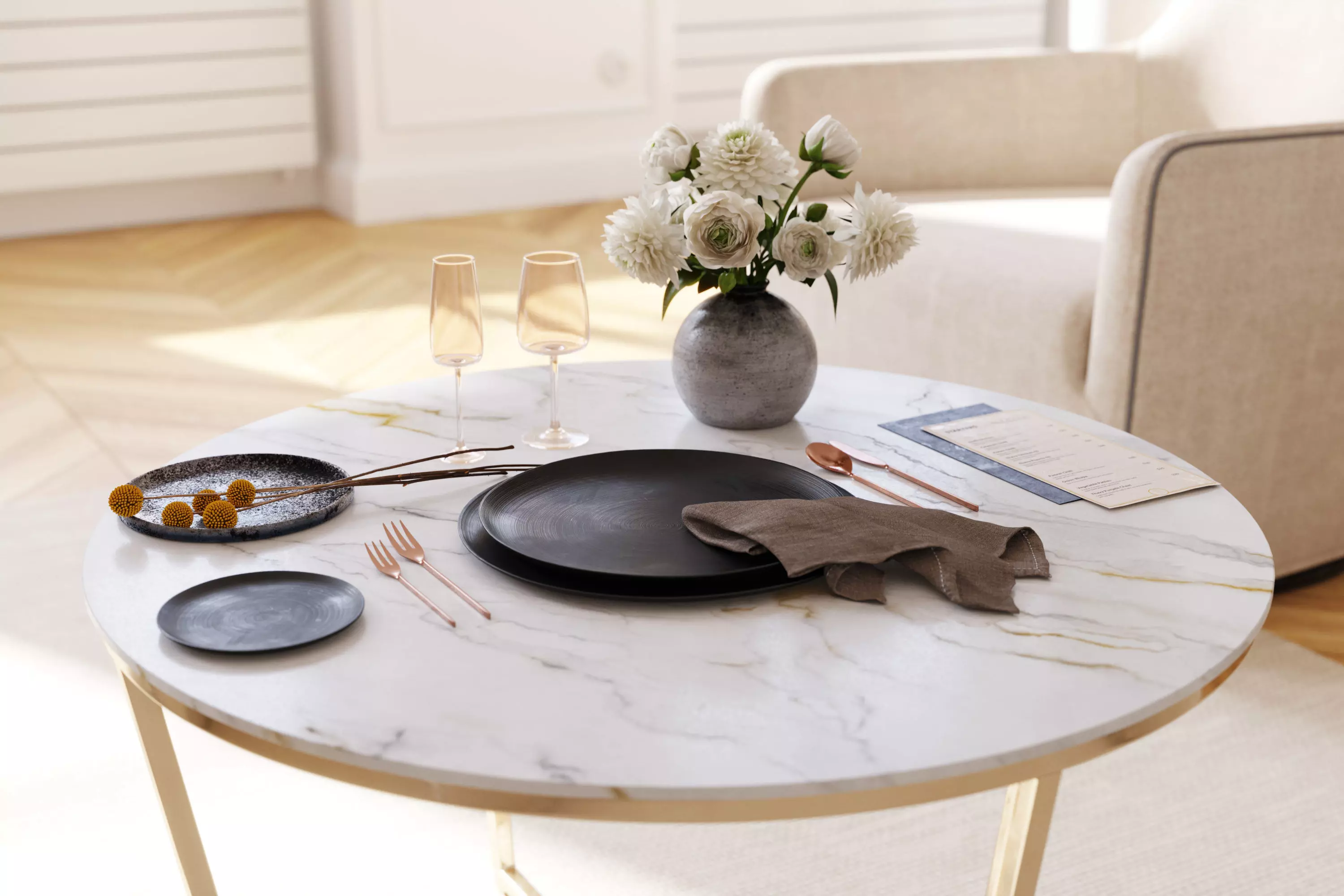 Modern restaurant tableware 3D model_0