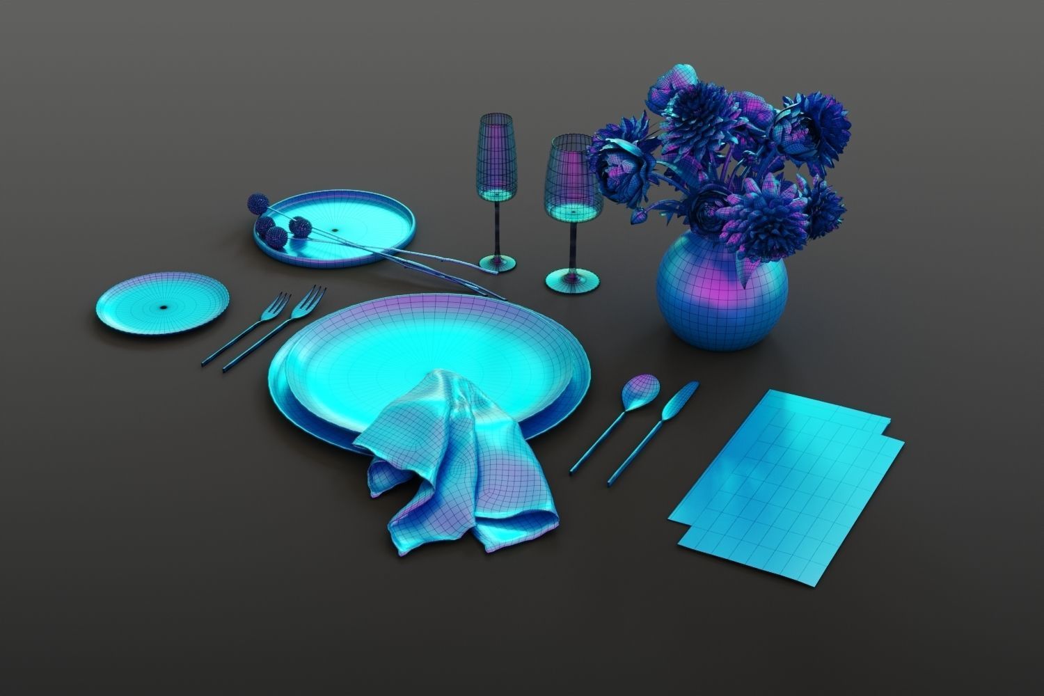 Modern restaurant tableware 3D model_11