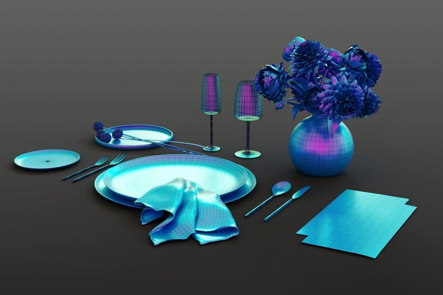 Modern restaurant tableware 3D model_15