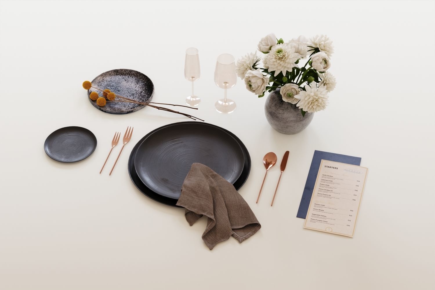 Modern restaurant tableware 3D model_1