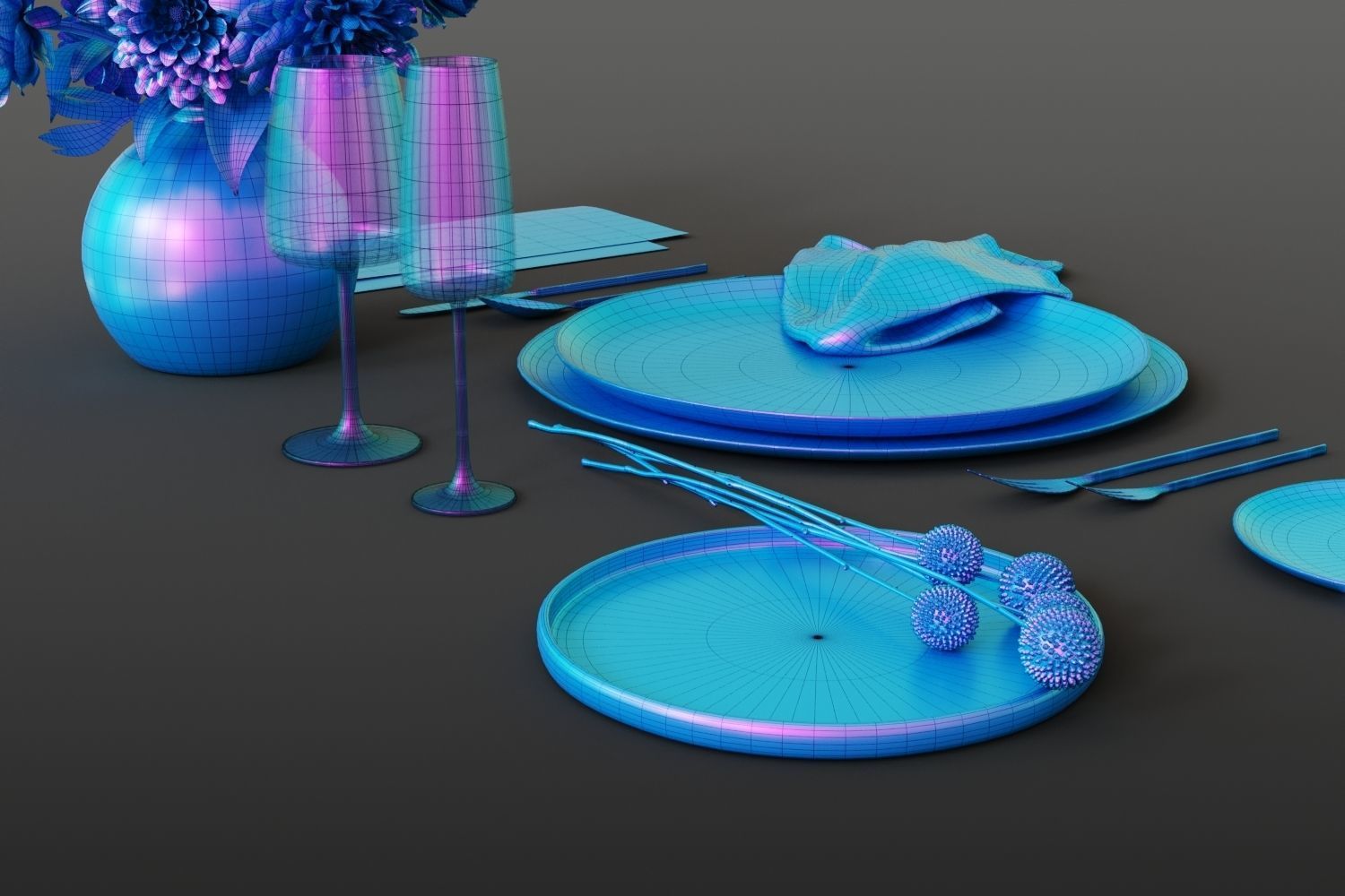 Modern restaurant tableware 3D model_12