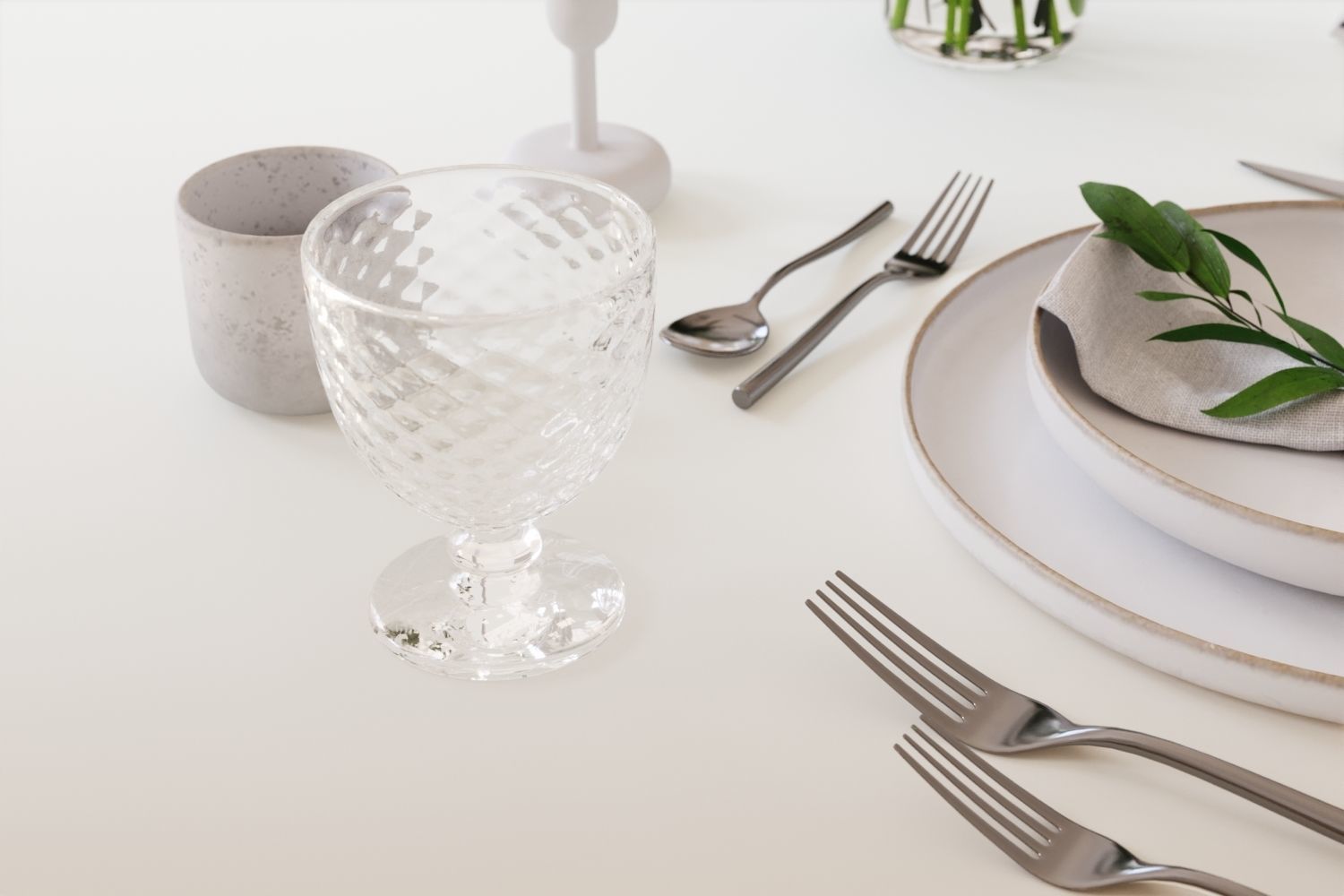 Classic restaurant table setting tableware 3D model_7