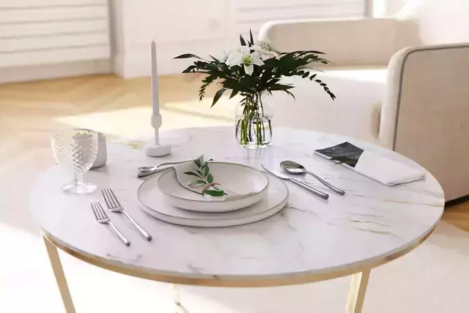Classic restaurant table setting tableware 3D model