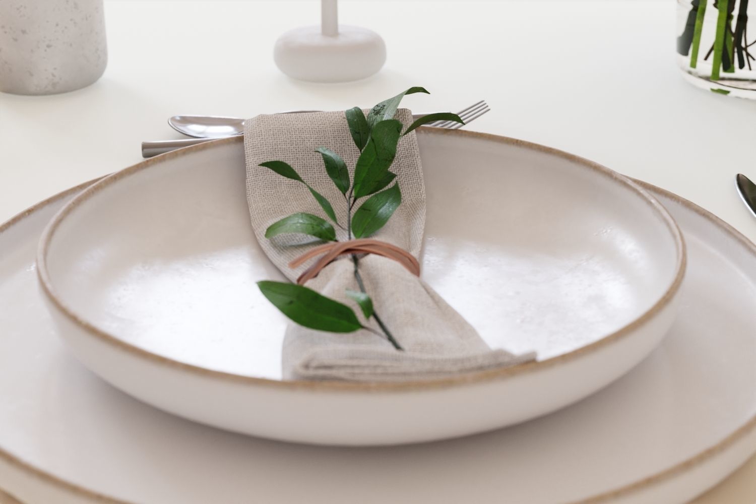 Classic restaurant table setting tableware 3D model_5