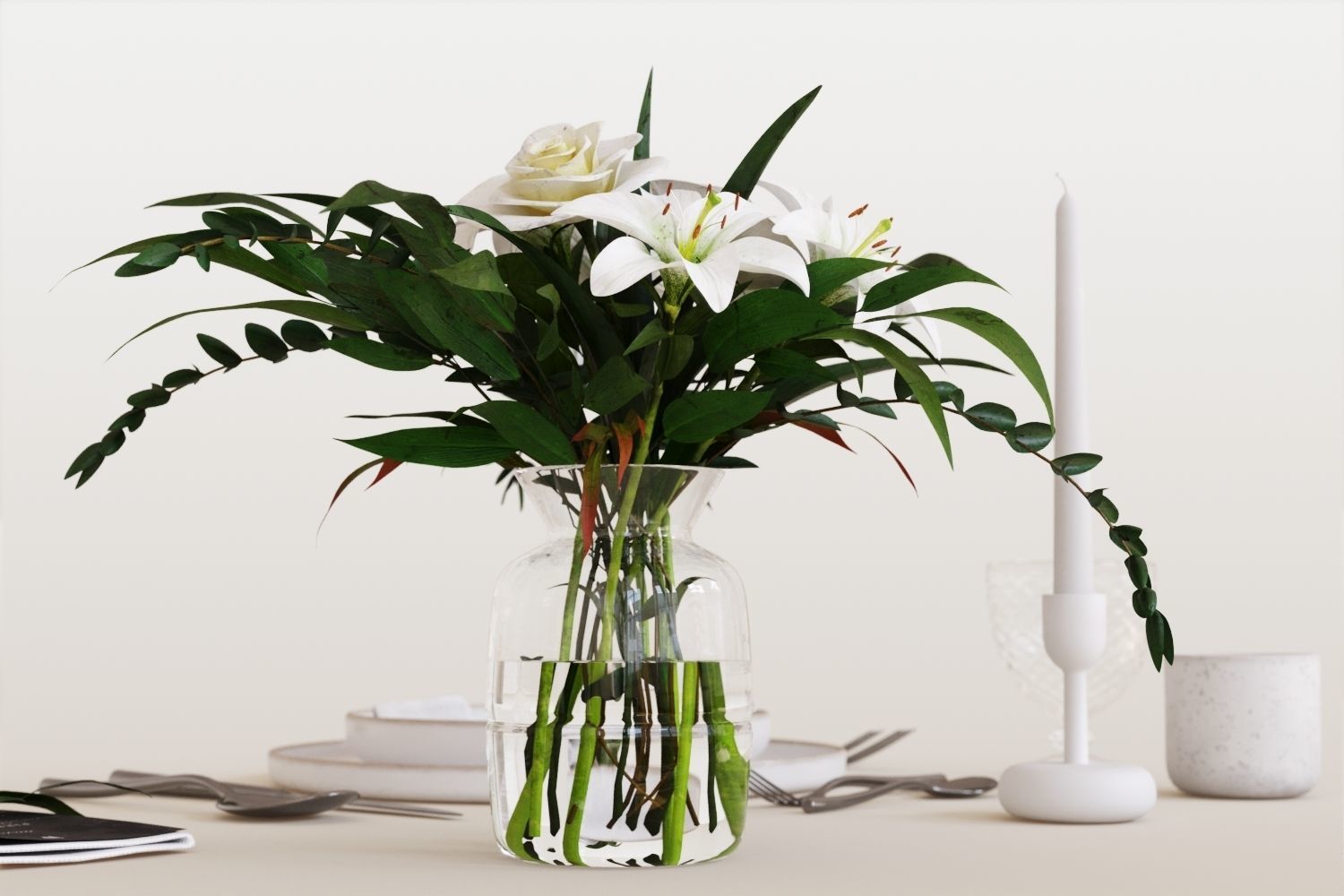 Classic restaurant table setting tableware 3D model_4