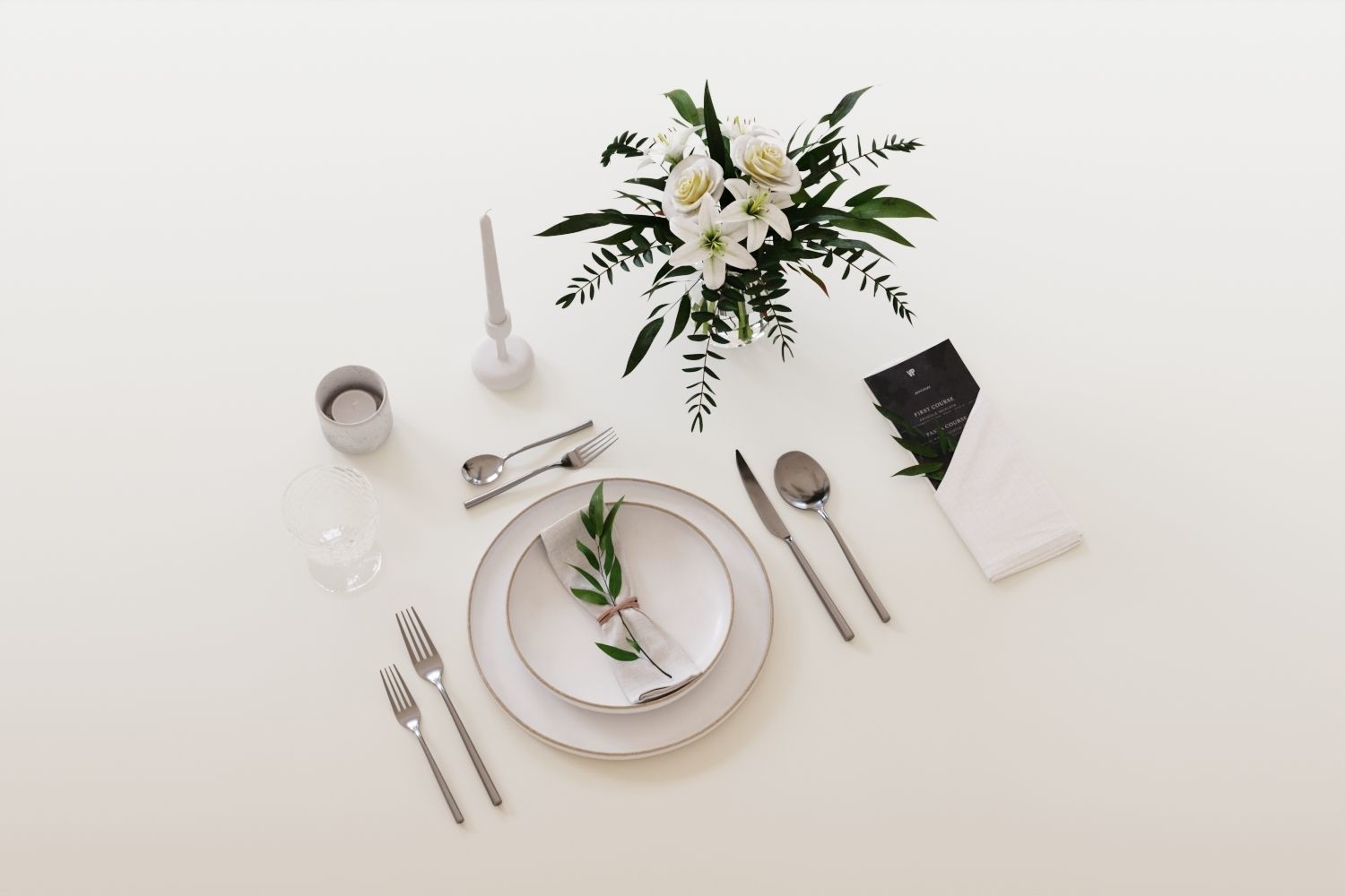 Classic restaurant table setting tableware 3D model_8