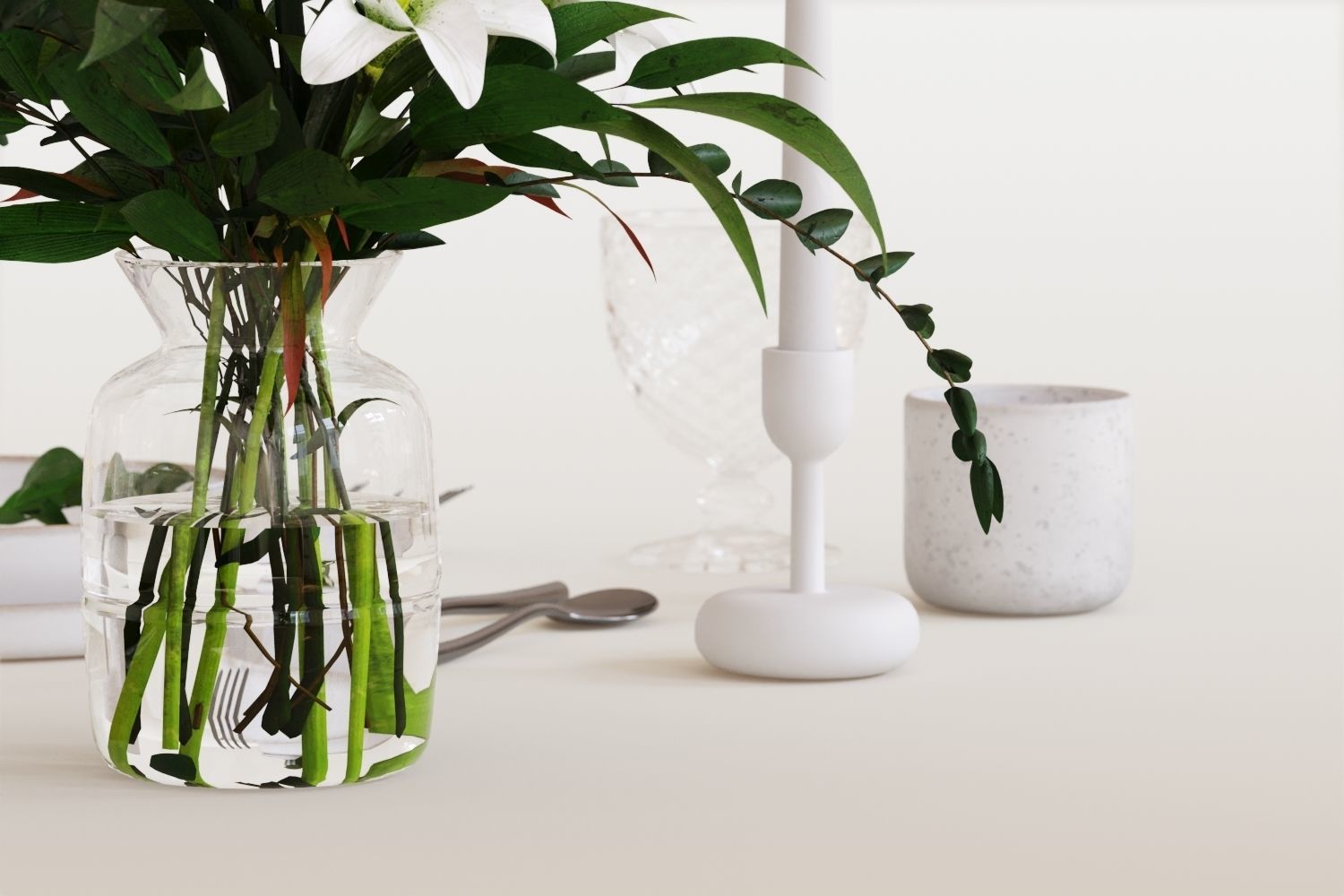 Classic restaurant table setting tableware 3D model_3