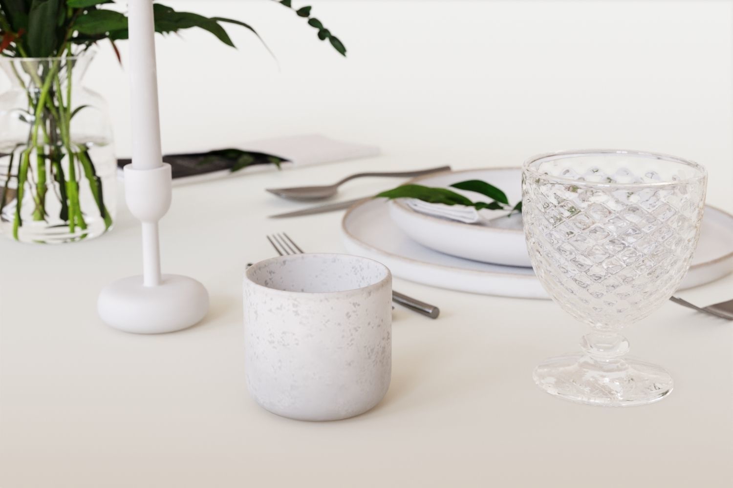 Classic restaurant table setting tableware 3D model_9
