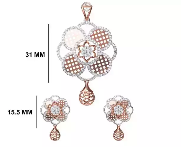 Women Earring Pendant Set STL JCD Details