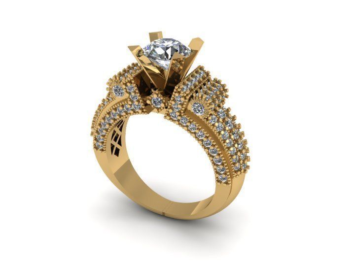 Diamond Solitare Ring 3D print model_3