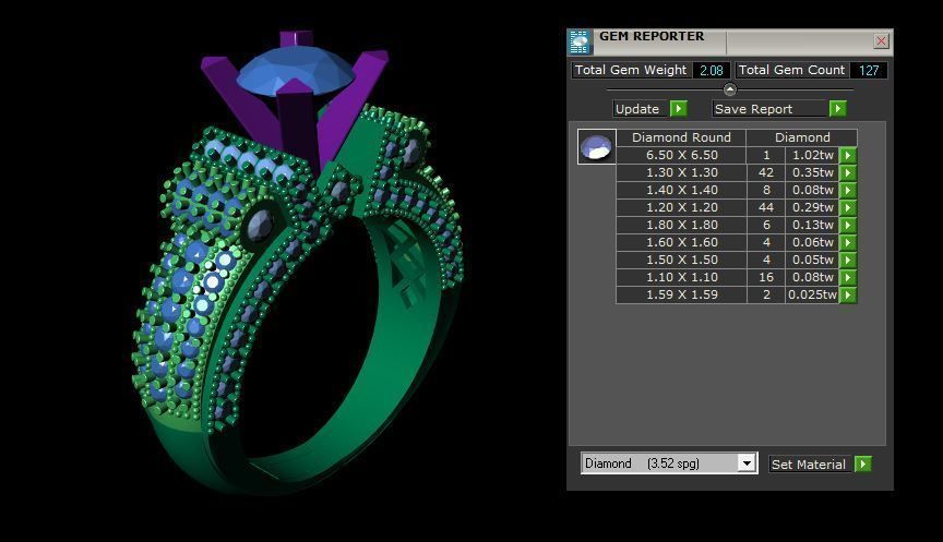 Diamond Solitare Ring 3D print model_5