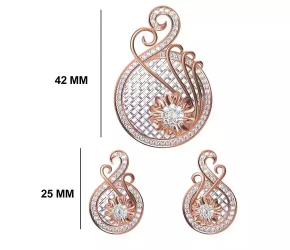 Women Earring Pendant Set STL JCD Details