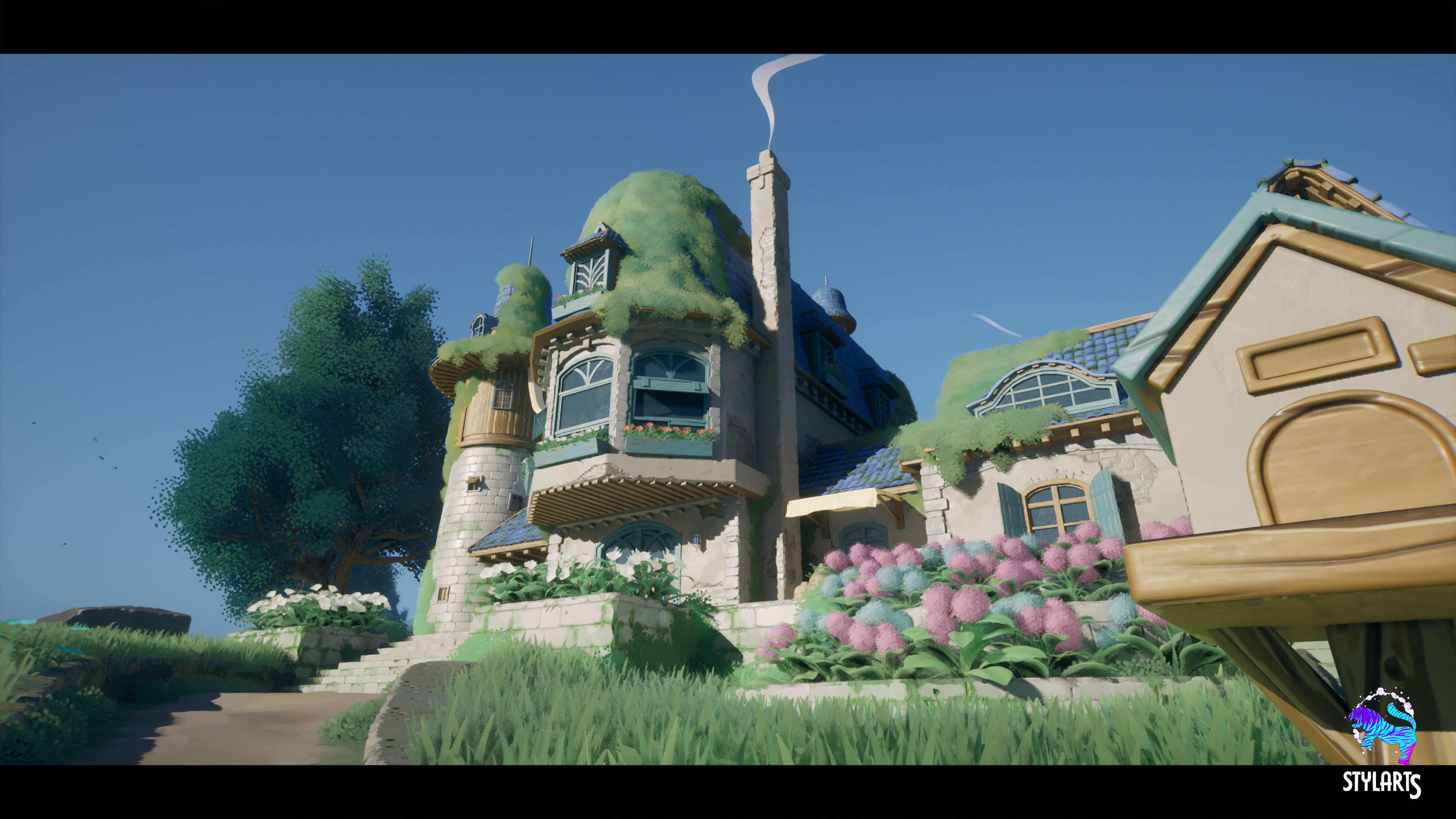 Stylized Azure Hillside Low-poly 3D model_3