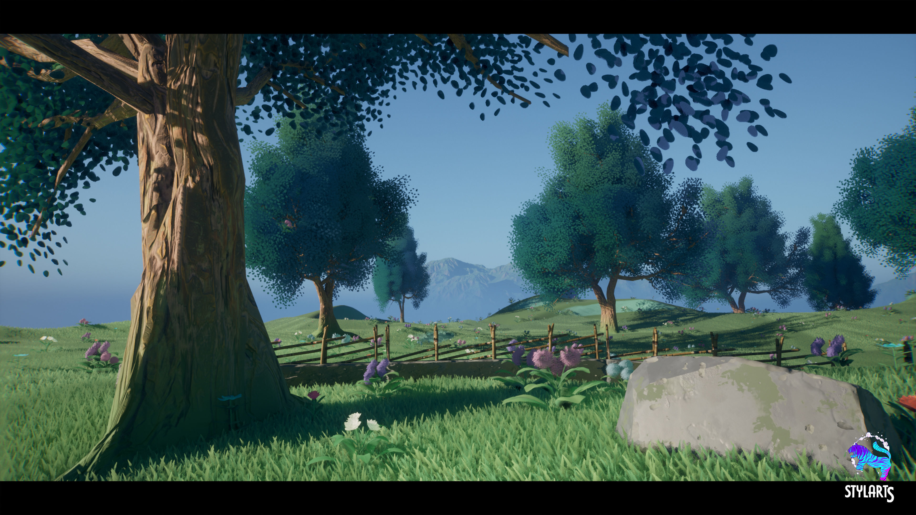 Stylized Azure Hillside Low-poly 3D model_8