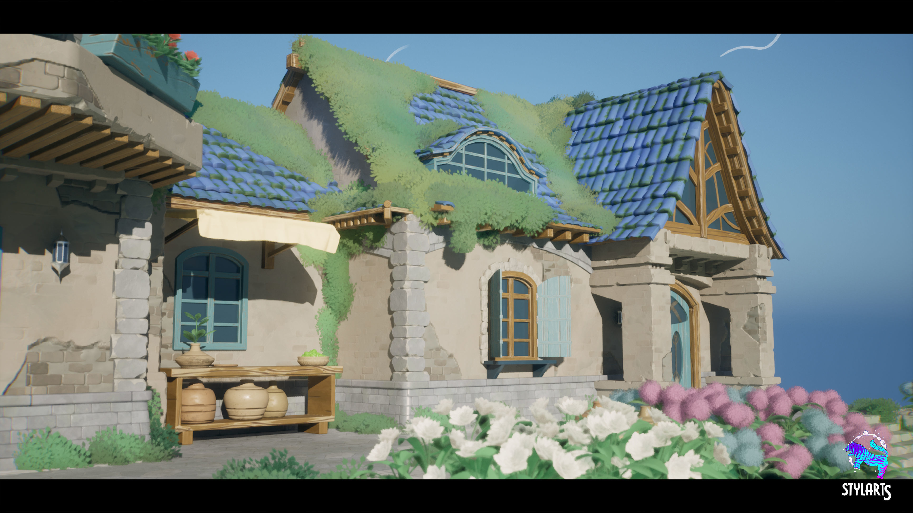 Stylized Azure Hillside Low-poly 3D model_7